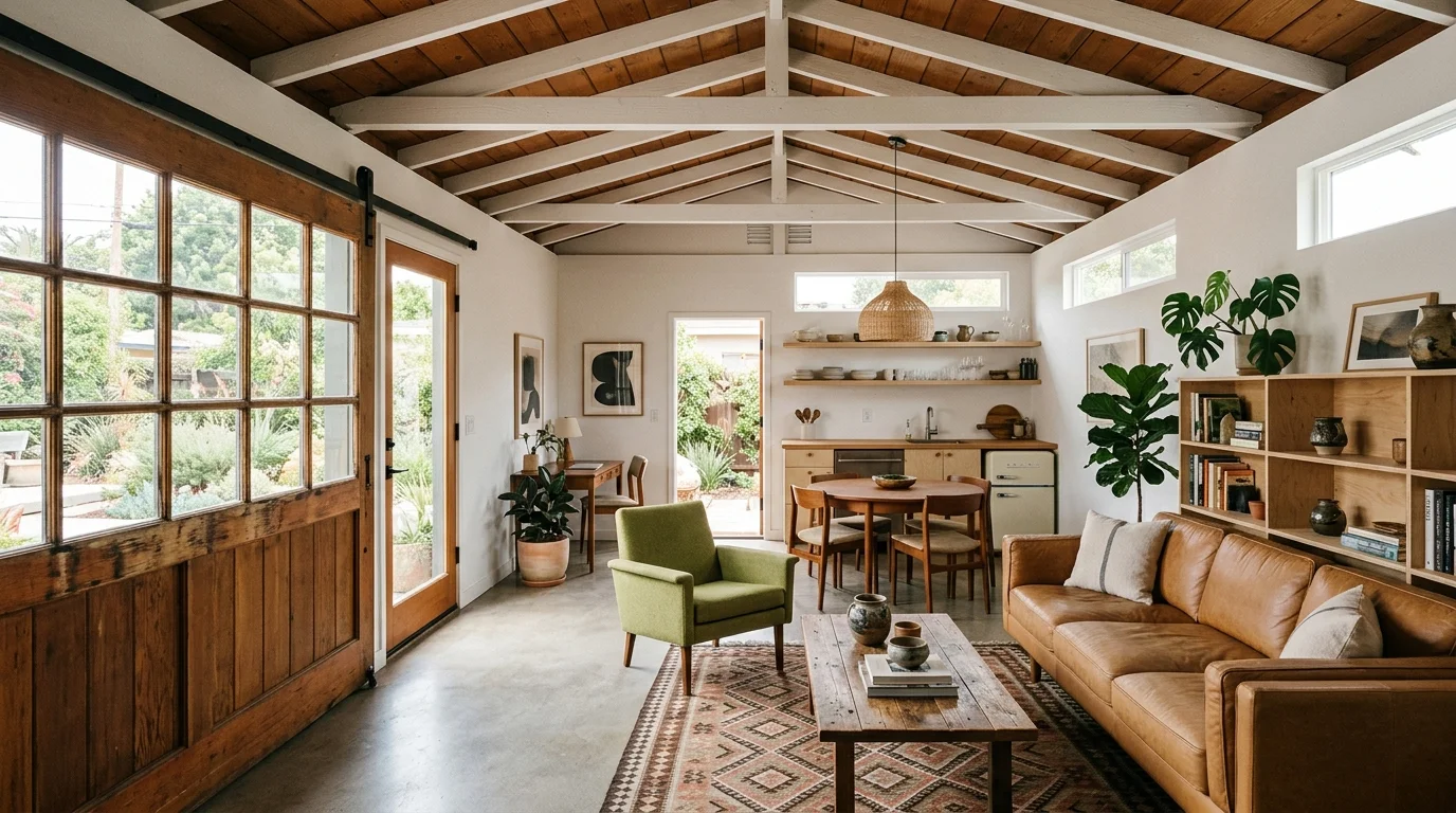 Mid-century La Mesa home on a sloped lot with a detached garage at the end of the driveway